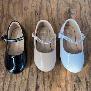 Baby Infant White Rhinestone Velcro Strap Flats